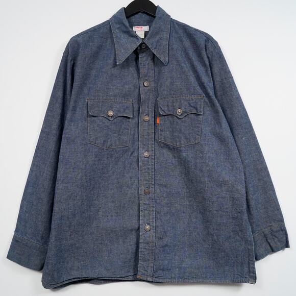 Levi's Other - Vintage 70s Levi’s Orange Tab Denim Chore Work Shirt XL Made in USA Indigo